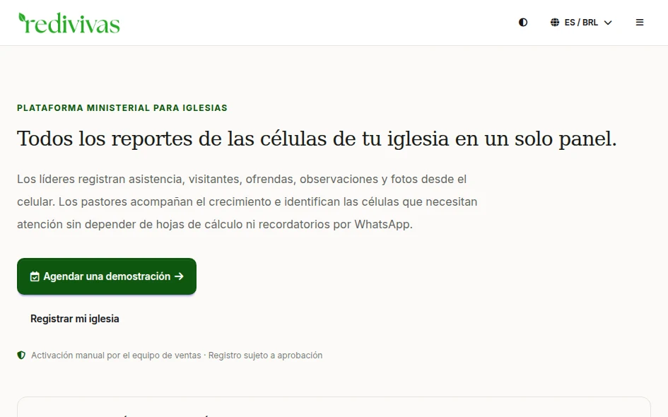 Redivivas — Interface pública e fluxo administrativo da plataforma Redivivas.